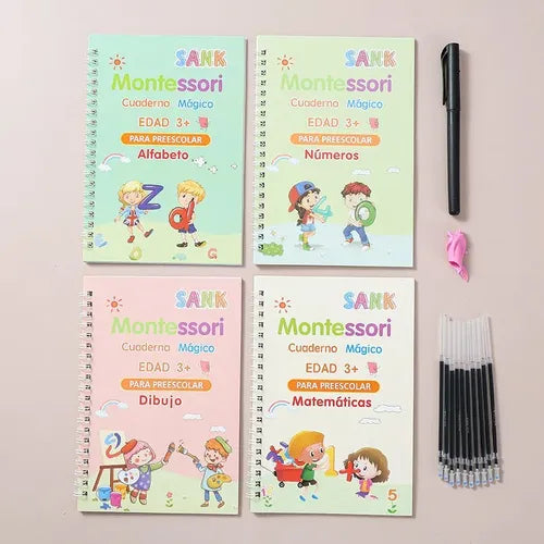 KIT DE 4 CUADERNOS REUTILIZABLES + REPUESTOS DE TINTAS GRATIS